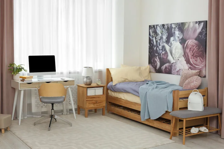 L'intérieur d'un logement moderne à Asnières-Sur-Seine. Elle met l'accent sur la modernité et le confort des logements étudiants à Asnières-sur-Seine