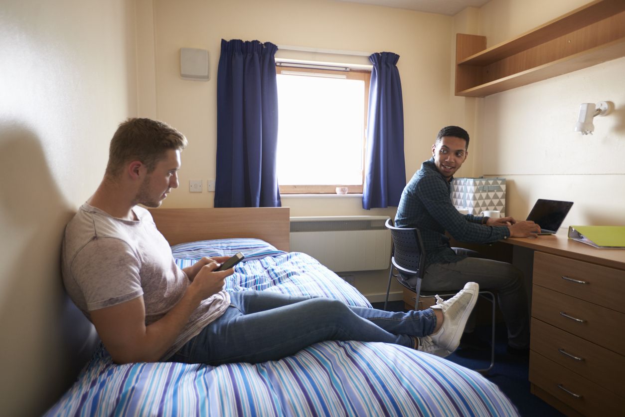 Deux jeunes hommes partageant un coliving à Brest dans une maison meublée